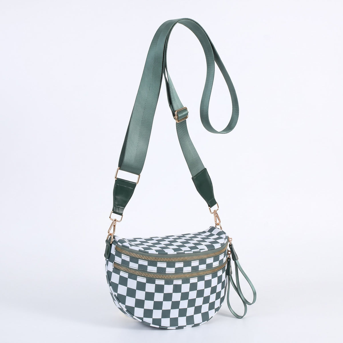 The Freehand crossbody bag in Sage Check