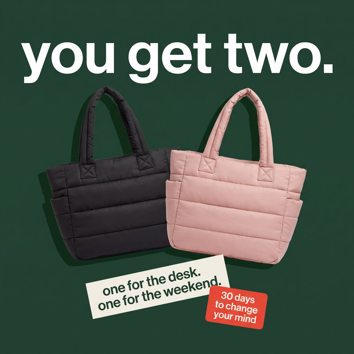 Buy one Pillow Tote, get the second free