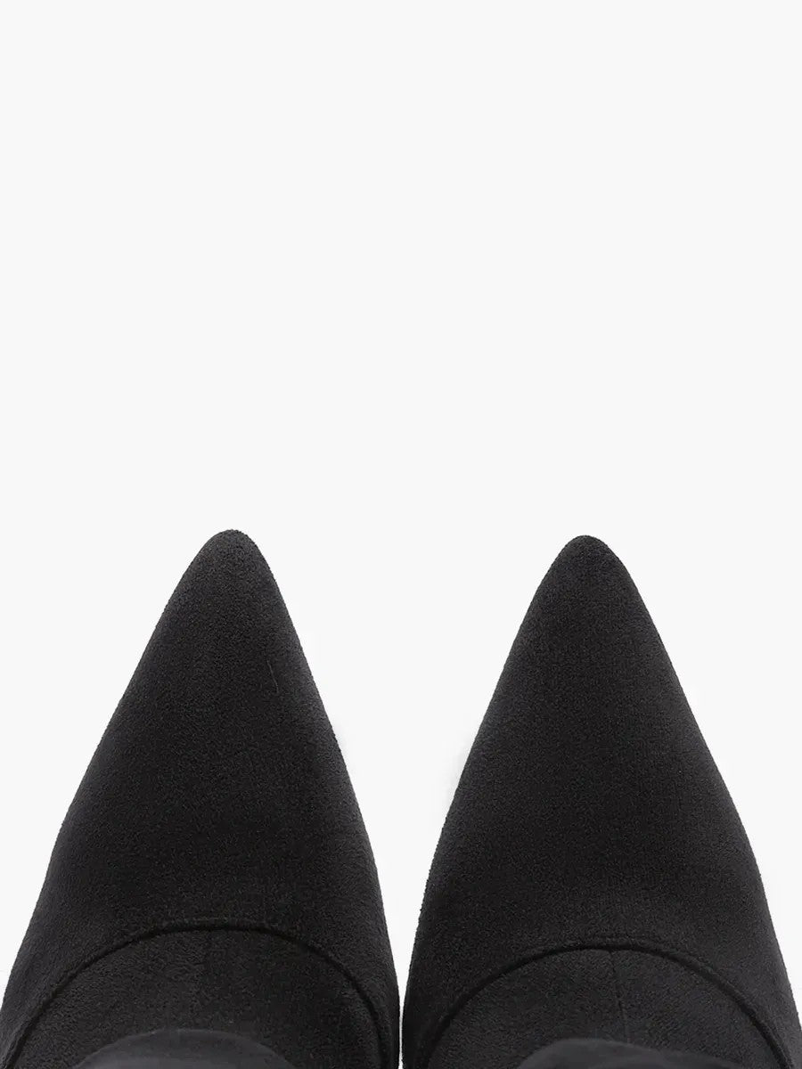 Slouchy Faux Suede Stiletto Ankle Boots in black — view 10