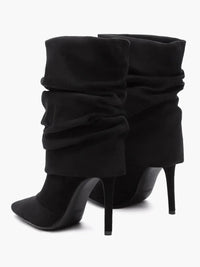 Slouchy Faux Suede Stiletto Ankle Boots in black — view 11