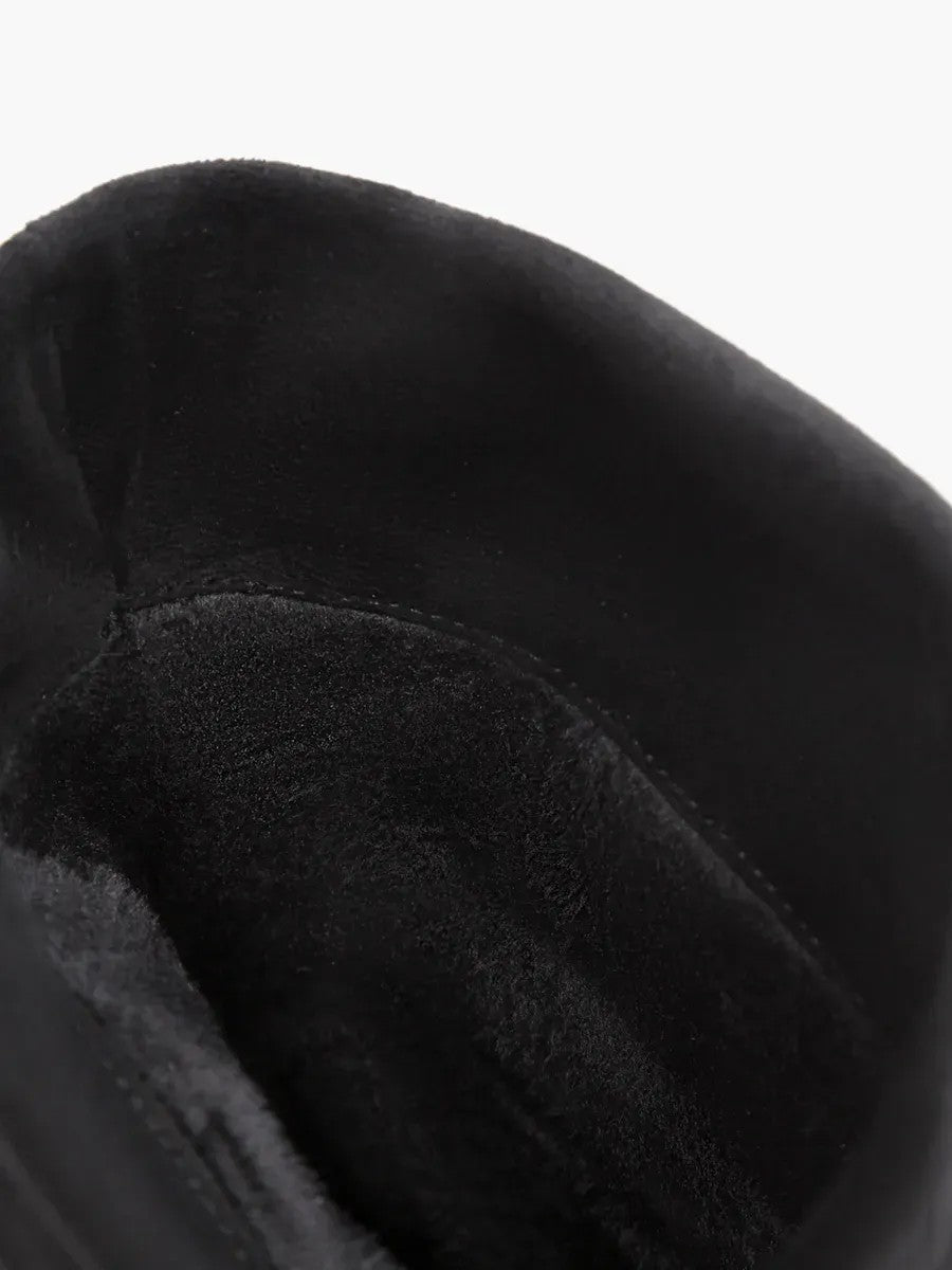 Slouchy Faux Suede Stiletto Ankle Boots in black — view 12