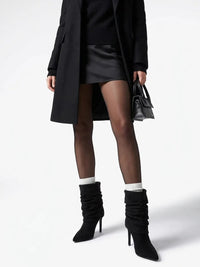 Slouchy Faux Suede Stiletto Ankle Boots in black — view 8
