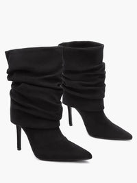 Slouchy Faux Suede Stiletto Ankle Boots in black — view 9