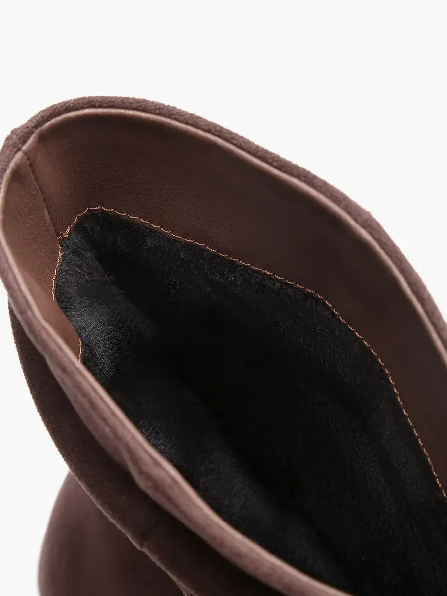 Slouchy Faux Suede Stiletto Ankle Boots in brown — view 6