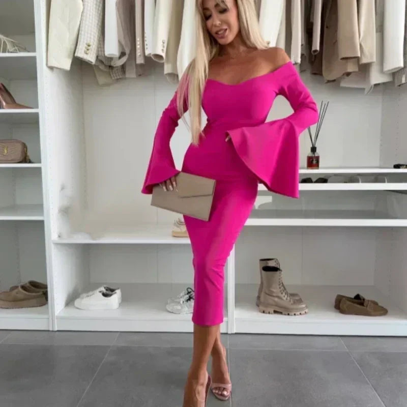 Rosalie - Flared-Sleeve Evening Dress