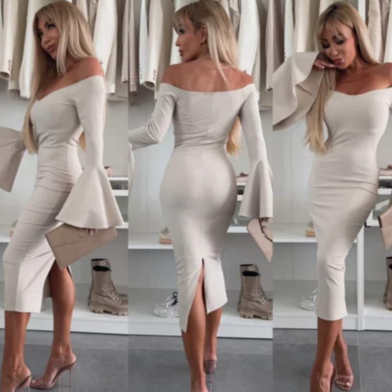 Rosalie - Flared-Sleeve Evening Dress