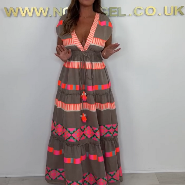 Solene - Striped Sleeveless Midi Dress