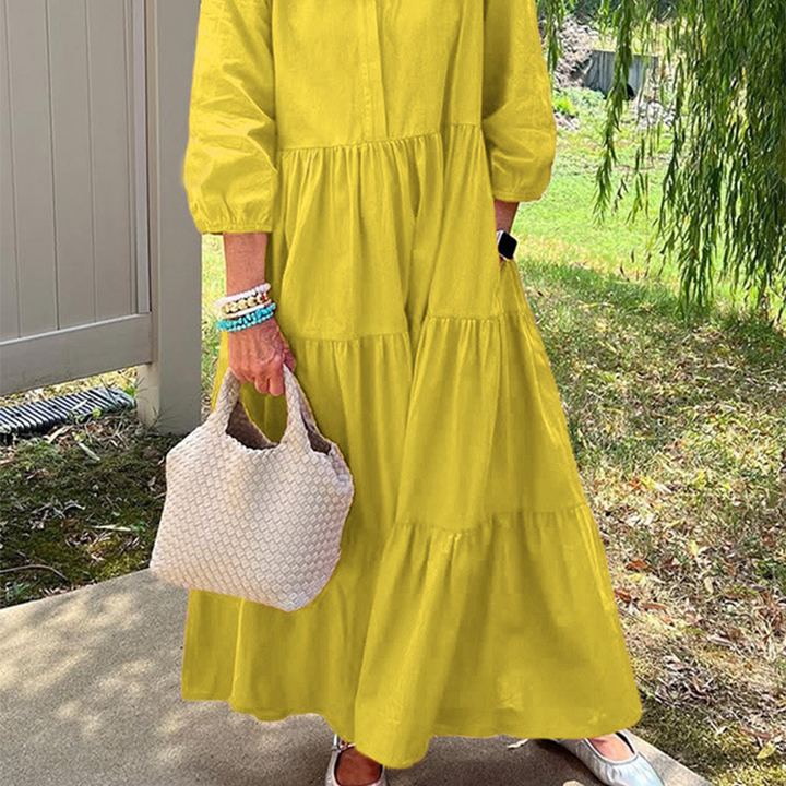 Ines - Loose Lapel-Collar Maxi Dress