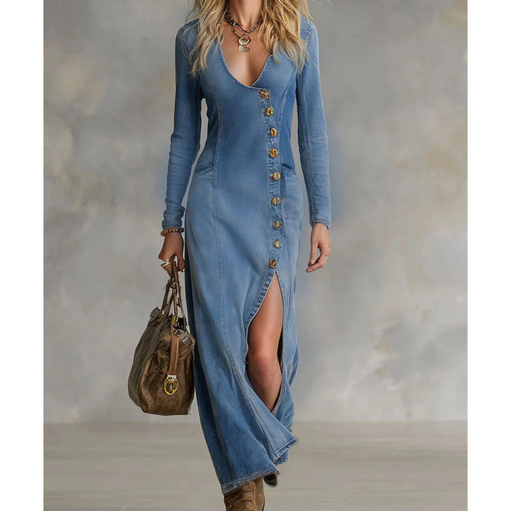 Fleur - Slit V-Neck Maxi Dress