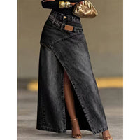 Detail of the anella vintage-wash maxi skirt