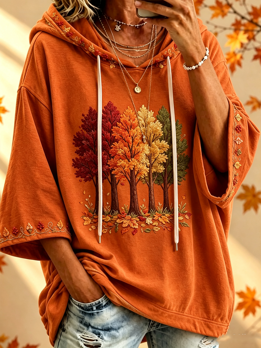 Maria – Autumn-Print Oversized Hoodie
