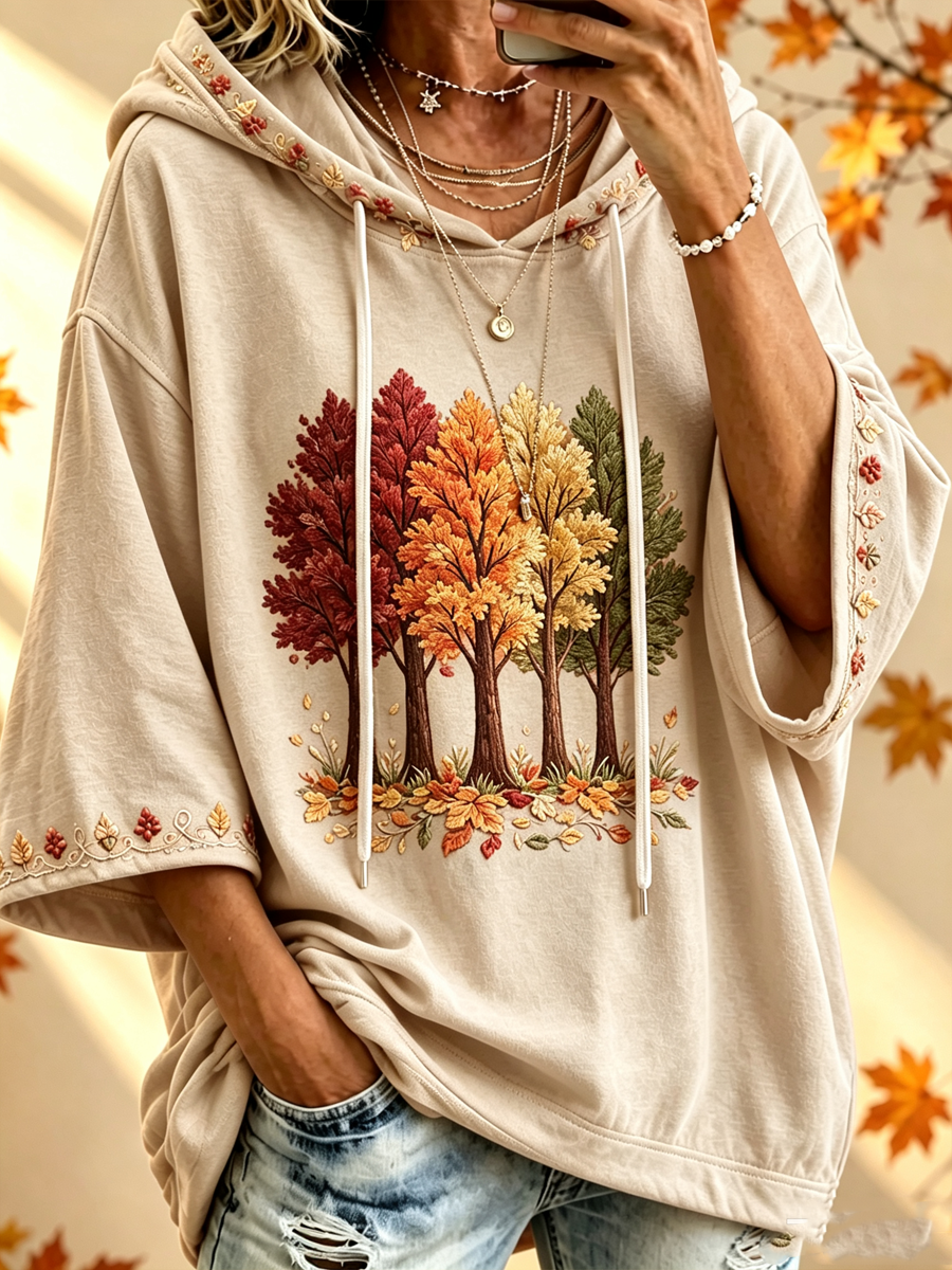 Maria – Autumn-Print Oversized Hoodie