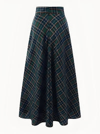Stylish Maxi Skirts for Women with Plaid Pockets A-Line Holiday Style - Susan & Anne