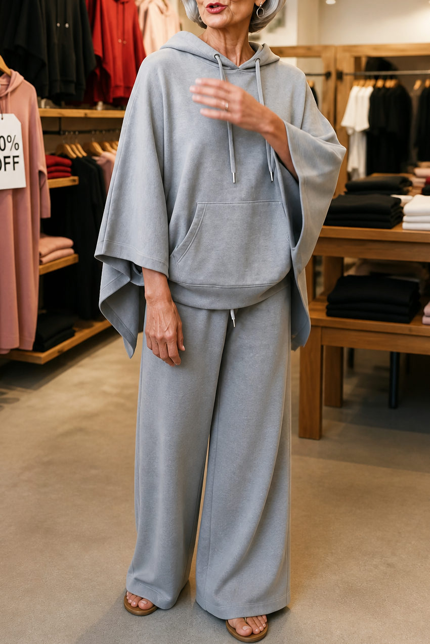Hooded Cape And Wide-Leg Trouser Set - Susan & Anne
