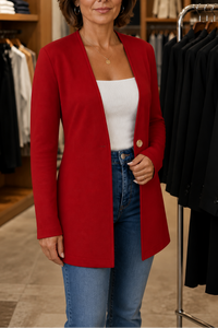 V-Neck Single-Button A-Line Blazer - Susan & Anne