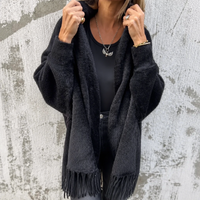 Fringed Shawl-Collar Wrap Coat – Susan & Anne