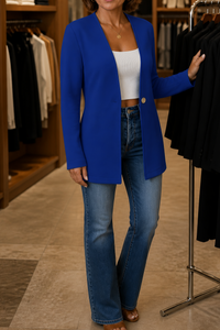 V-Neck Single-Button A-Line Blazer - Susan & Anne