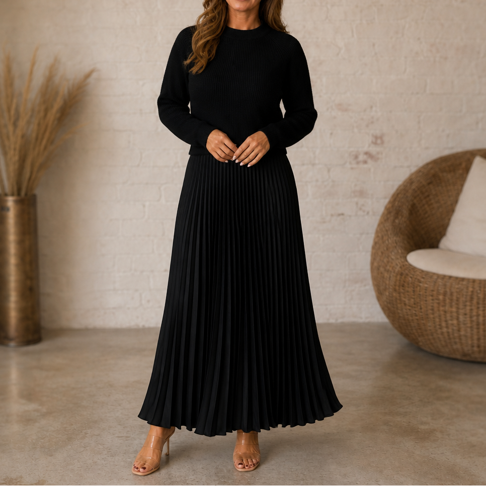 Sweater-Top Pleated Maxi Dress – Susan & Anne