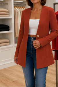 V-Neck Single-Button A-Line Blazer - Susan & Anne