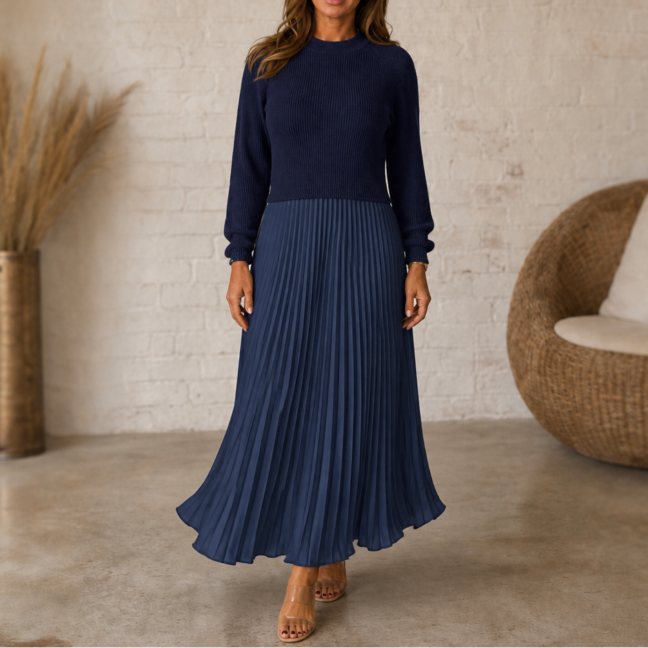 Sweater-Top Pleated Maxi Dress – Susan & Anne