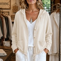 Adjustable Drawstring Hooded Lightweight Jacket - Susan & Anne