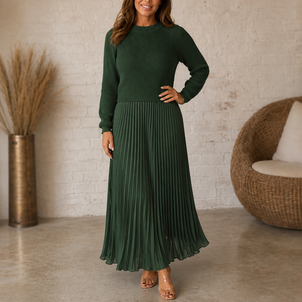 Sweater-Top Pleated Maxi Dress – Susan & Anne