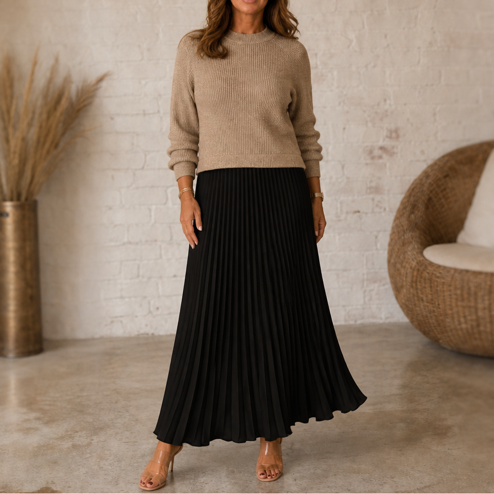Sweater-Top Pleated Maxi Dress – Susan & Anne