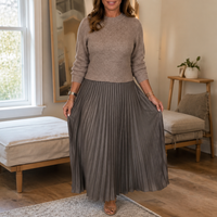 Sweater-Top Pleated Maxi Dress – Susan & Anne