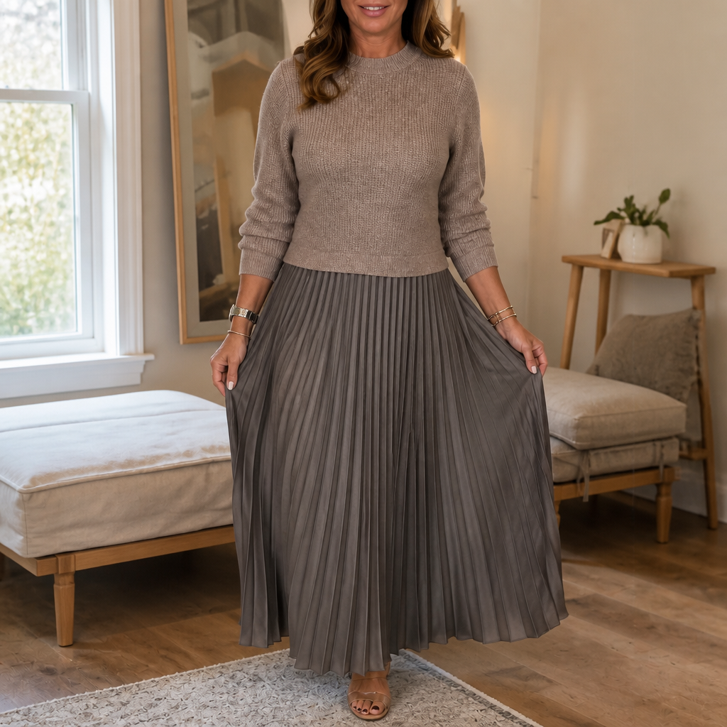 Sweater-Top Pleated Maxi Dress – Susan & Anne