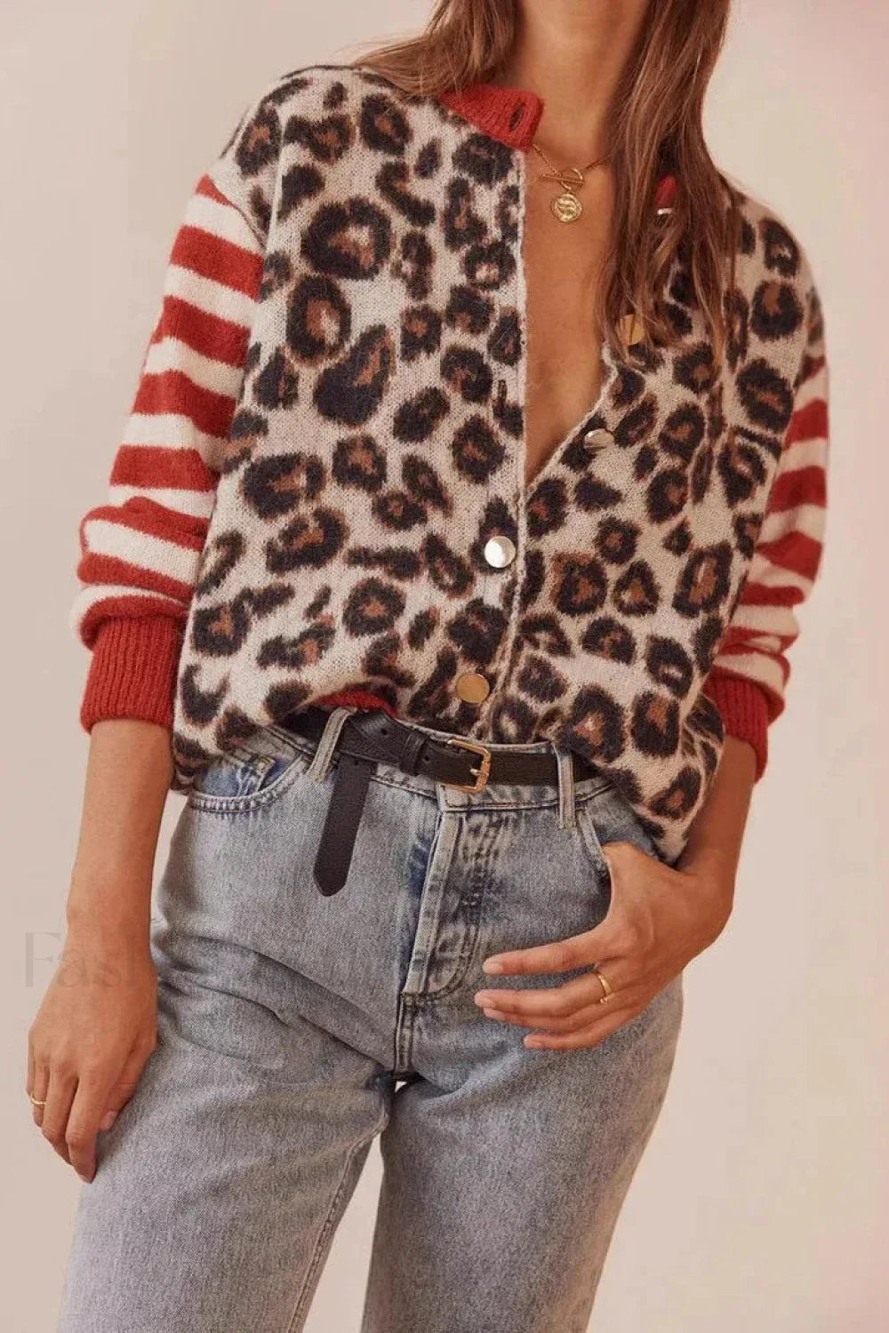 Vintage Leopard Print Knit Cardigan - view 3