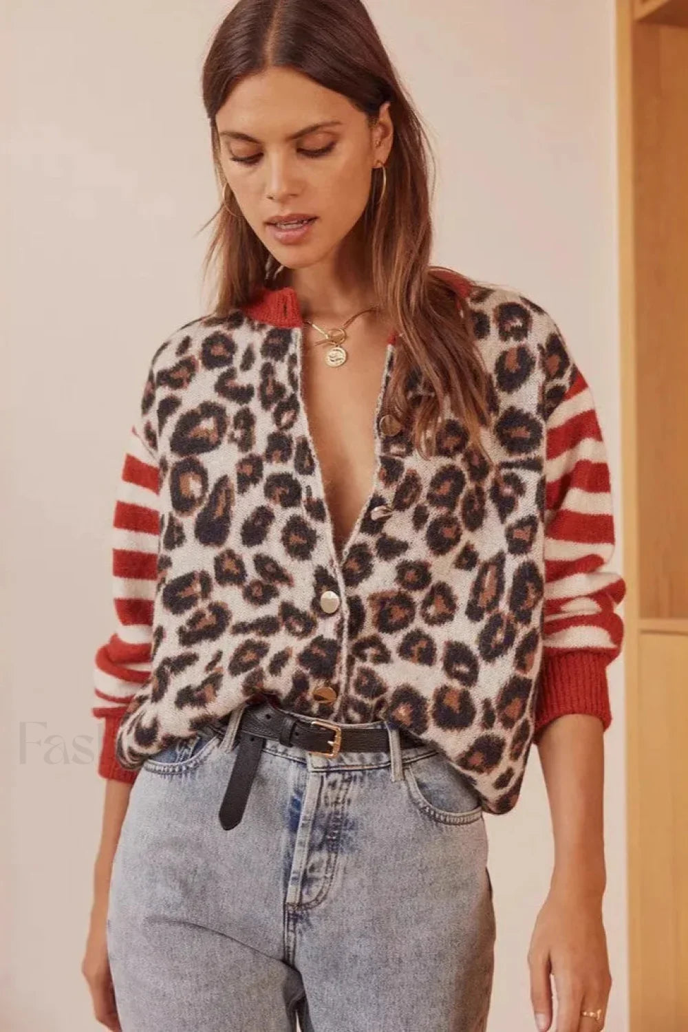 Vintage Leopard Print Knit Cardigan - view 2