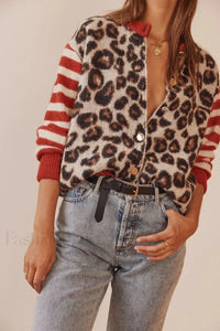 Vintage Leopard Print Knit Cardigan - view 11