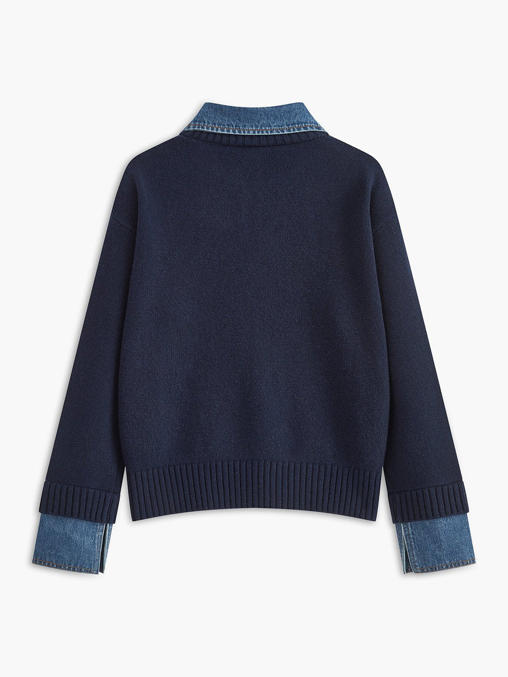 Stylish Polo Shirts for Women with Denim Collar Knit Sweater Design - Susan & Anne