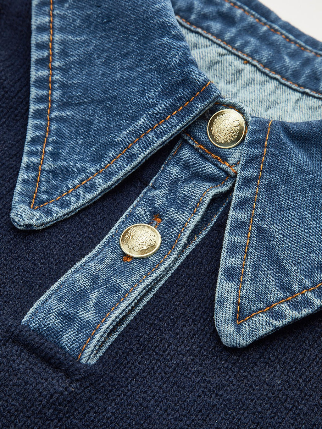 Stylish Polo Shirts for Women with Denim Collar Knit Sweater Design - Susan & Anne