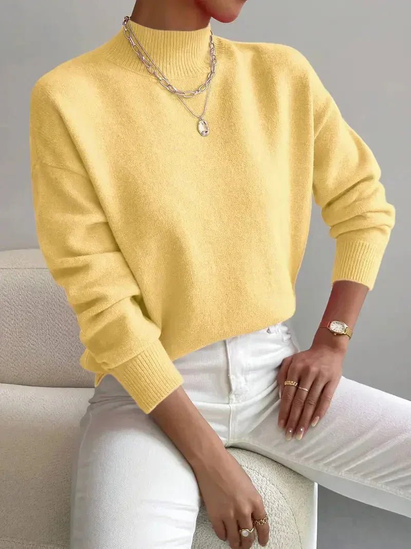 Effortless Sweaters for Women with Mock Turtleneck Relaxed Fit Long Sleeve - Susan & Anne