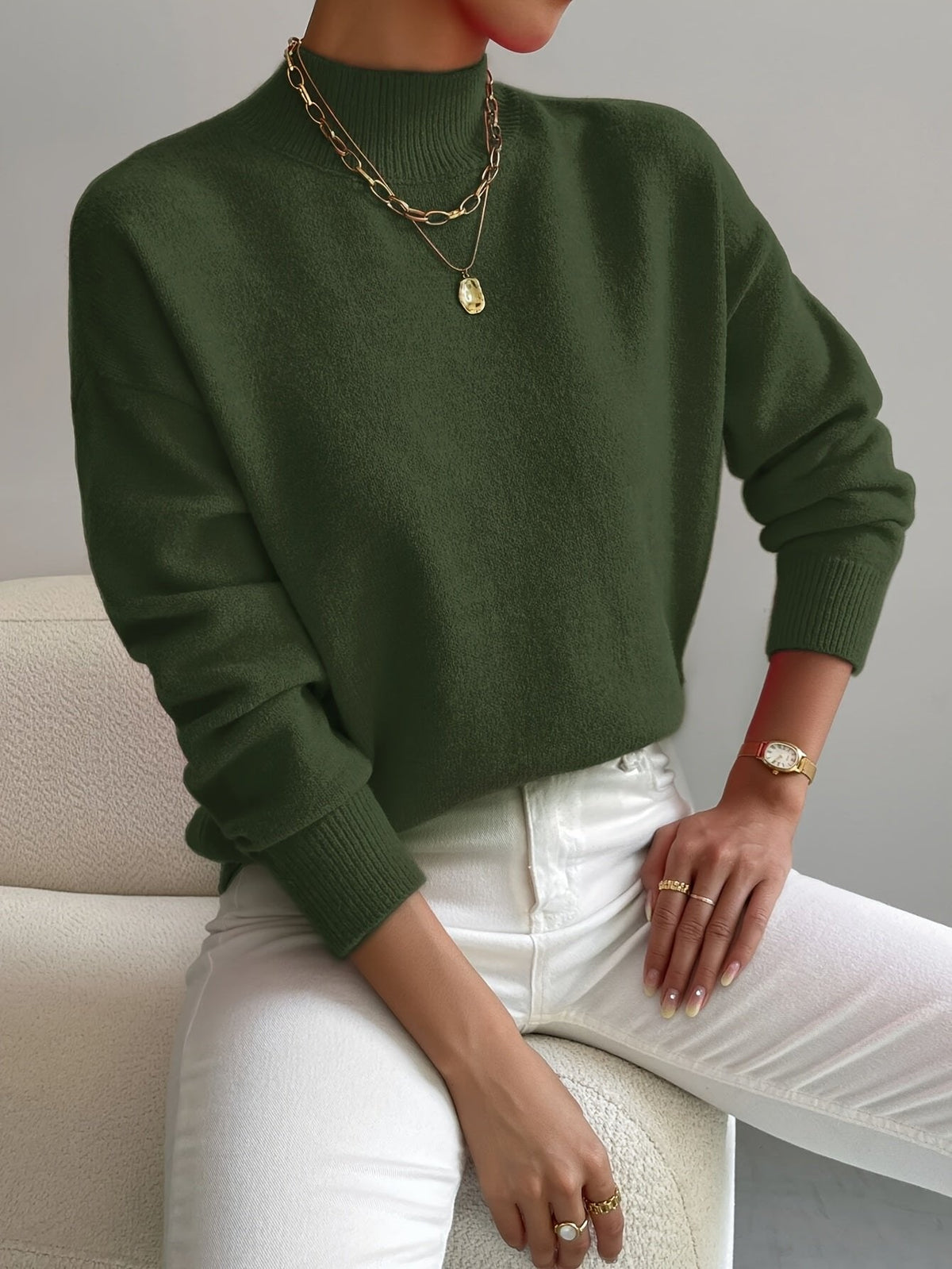 Effortless Sweaters for Women with Mock Turtleneck Relaxed Fit Long Sleeve - Susan & Anne