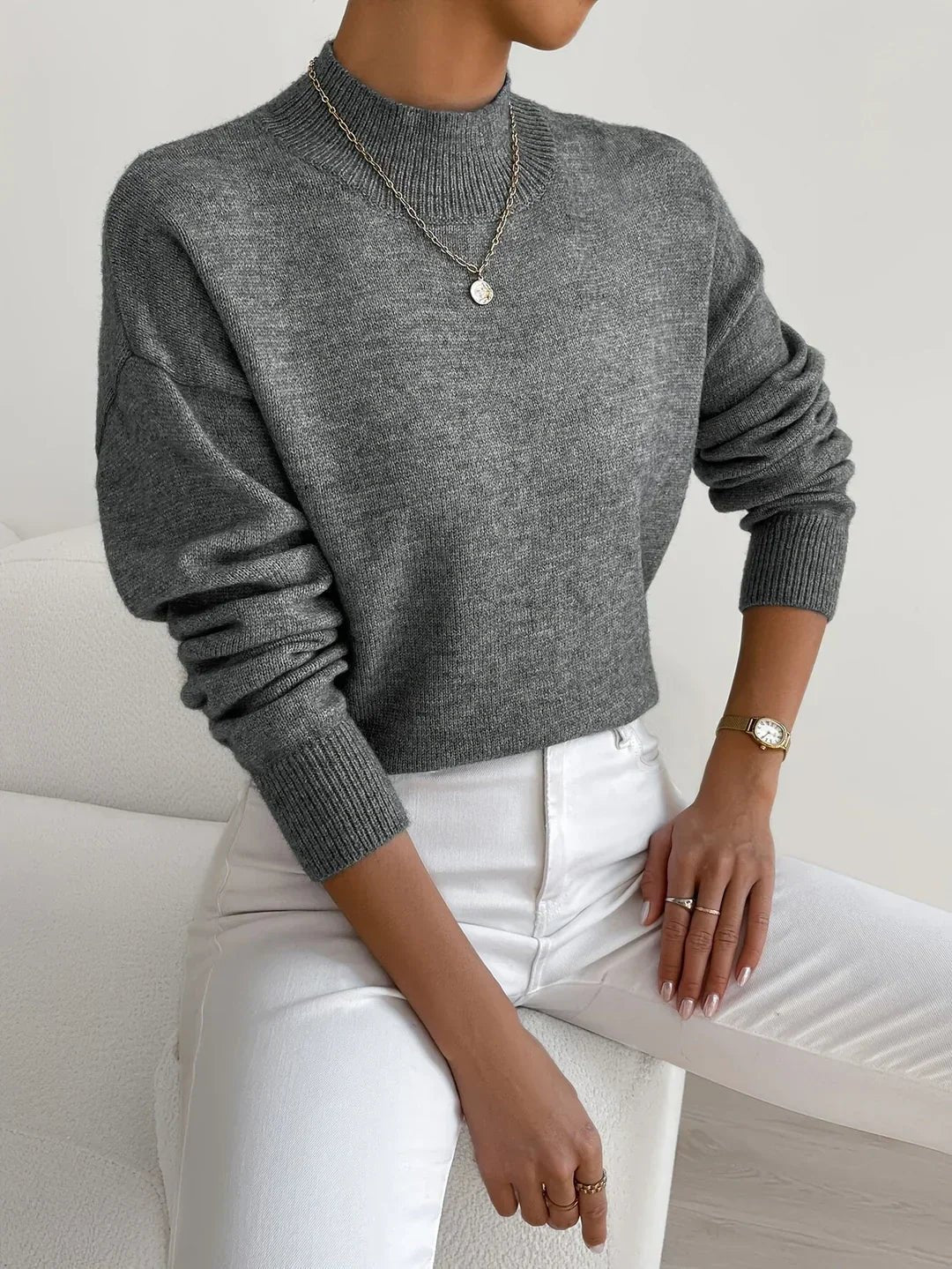 Effortless Sweaters for Women with Mock Turtleneck Relaxed Fit Long Sleeve - Susan & Anne